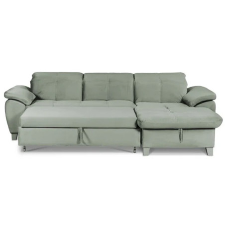 Coltar Extensibil Cu Insula Dreapta Sevilia Lux, Lada Depozitare, 5 Locuri, Tetiere Reglabile, Verde Menta, 272 Cm-01