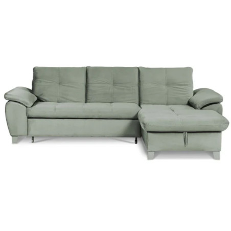 Coltar Extensibil Cu Insula Dreapta Sevilia Lux, Lada Depozitare, 5 Locuri, Tetiere Reglabile, Verde Menta, 272 Cm-01