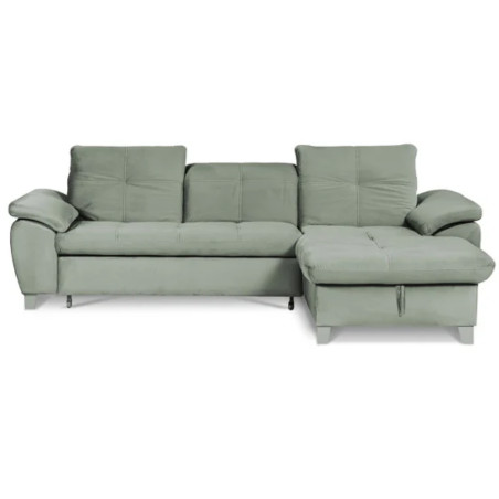 Coltar Extensibil Cu Insula Dreapta Sevilia Lux, Lada Depozitare, 5 Locuri, Tetiere Reglabile, Verde Menta, 272 Cm-01