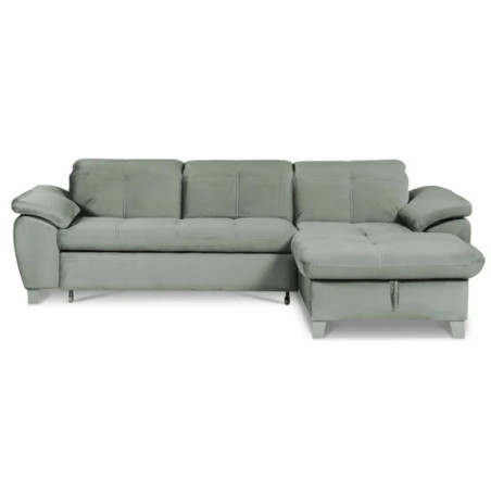 Coltar Extensibil Cu Insula Dreapta Sevilia Lux, Lada Depozitare, 5 Locuri, Tetiere Reglabile, Verde Menta, 272 Cm-01
