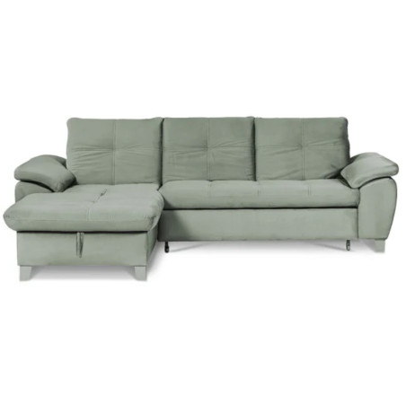Coltar Extensibil Cu Insula Stanga Sevilia Lux, Lada Depozitare, 5 Locuri, Tetiere Reglabile, Verde Menta 272 Cm-01