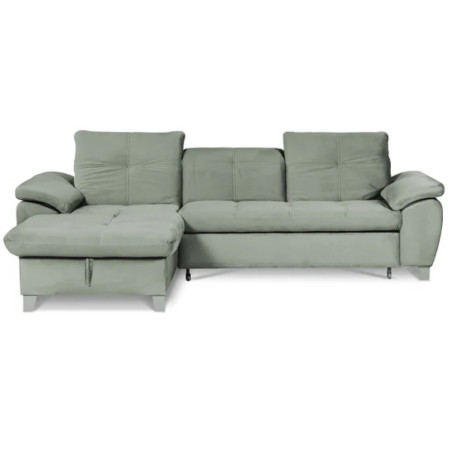 Coltar Extensibil Cu Insula Stanga Sevilia Lux, Lada Depozitare, 5 Locuri, Tetiere Reglabile, Verde Menta 272 Cm-01