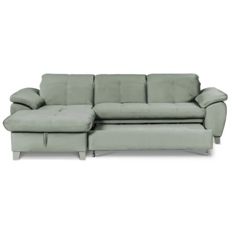 Coltar Extensibil Cu Insula Stanga Sevilia Lux, Lada Depozitare, 5 Locuri, Tetiere Reglabile, Verde Menta 272 Cm-01
