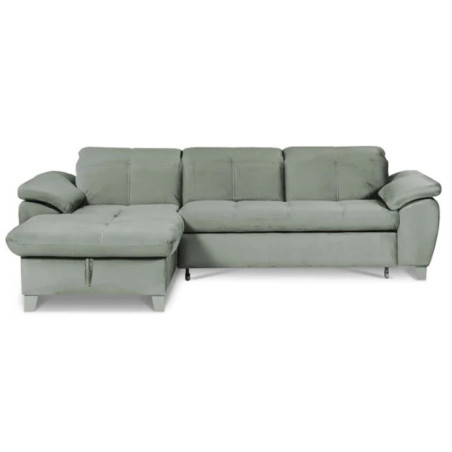 Coltar Extensibil Cu Insula Stanga Sevilia Lux, Lada Depozitare, 5 Locuri, Tetiere Reglabile, Verde Menta 272 Cm-01