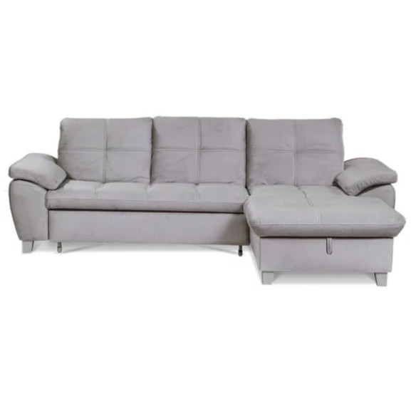 Coltar Extensibil Cu Insula Dreapta Sevilia Lux, Lada Depozitare, 5 Locuri, Tetiere Reglabile, Monolith 84, Gri, 272 Cm