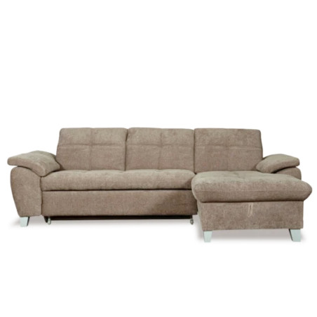 Coltar Extensibil Cu Insula Dreapta Sevilia Lux, Lada Depozitare, 5 Locuri, Tetiere Reglabile, Maro Deschis 272 Cm-01