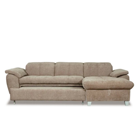 Coltar Extensibil Cu Insula Dreapta Sevilia Lux, Lada Depozitare, 5 Locuri, Tetiere Reglabile, Maro Deschis 272 Cm-01