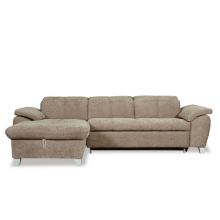 Coltar Extensibil Cu Insula Stanga Sevilia Lux, Lada Depozitare,5 Locuri, Tetiere Reglabile, Maro Deschis, 272 Cm-01