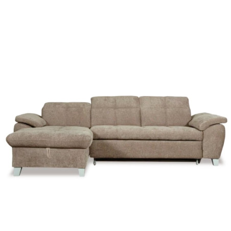 Coltar Extensibil Cu Insula Stanga Sevilia Lux, Lada Depozitare,5 Locuri, Tetiere Reglabile, Maro Deschis, 272 Cm-01