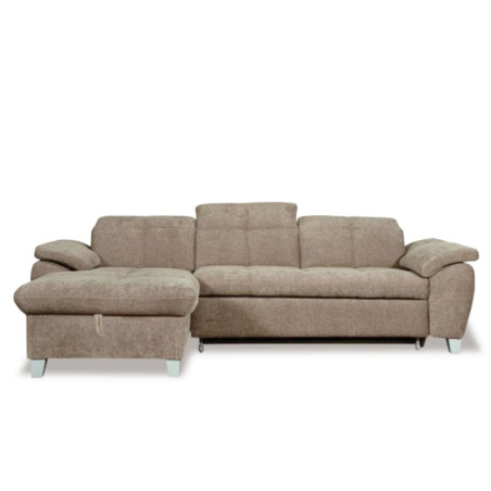 Coltar Extensibil Cu Insula Stanga Sevilia Lux, Lada Depozitare,5 Locuri, Tetiere Reglabile, Maro Deschis, 272 Cm-01