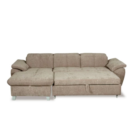 Coltar Extensibil Cu Insula Stanga Sevilia Lux, Lada Depozitare,5 Locuri, Tetiere Reglabile, Maro Deschis, 272 Cm-01
