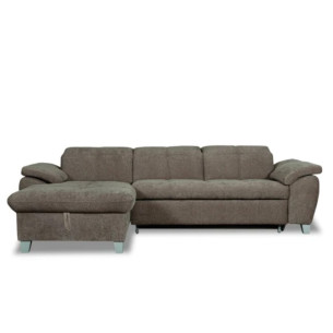 Coltar Extensibil Cu Insula Stanga Sevilia Lux, Lada Depozitare, 5 Locuri, Tetiere Reglabile, Maro Mocca 272 Cm