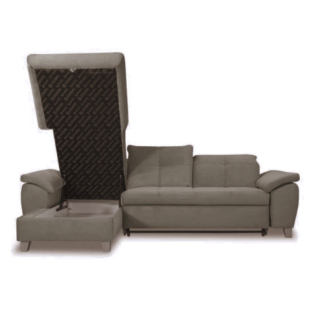 Coltar Extensibil Cu Insula Stanga Sevilia Lux, Lada Depozitare, 5 Locuri, Tetiere Reglabile, Maro Mocca 272 Cm-01