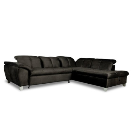 Coltar Extensibil Cu Otoman Mic Dreapta Sevilia Lux, Lada Depozitare, 5 Locuri, Tetiere Reglabile, Negru, 280 Cm-01