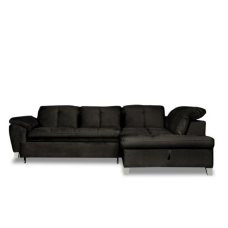 Coltar Extensibil Cu Otoman Mic Dreapta Sevilia Lux, Lada Depozitare, 5 Locuri, Tetiere Reglabile, Monolith 95, Negru, 280 Cm-01