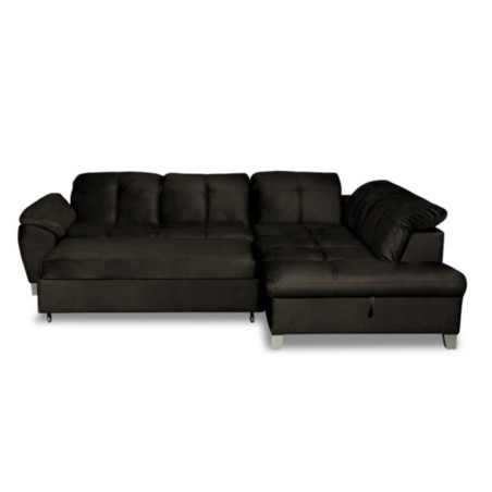 Coltar Extensibil Cu Otoman Mic Dreapta Sevilia Lux, Lada Depozitare, 5 Locuri, Tetiere Reglabile, Monolith 95, Negru, 280 Cm-01