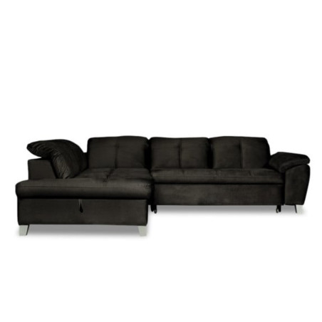 Coltar Extensibil Cu Otoman Mic Stanga Sevilia Lux, Lada Depozitare, 5 Locuri, Tetiere Reglabile, Monolith 95, Negru, 280 Cm-01