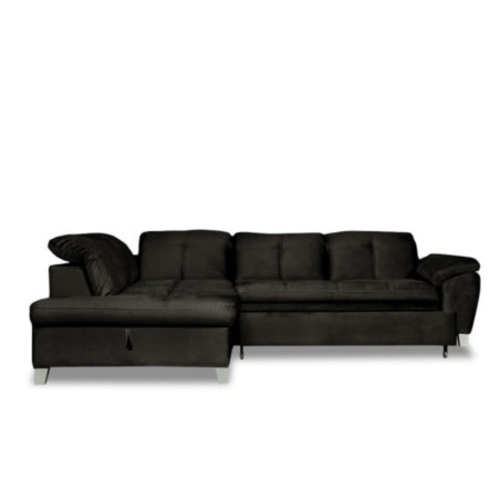 Coltar Extensibil Cu Otoman Mic Stanga Sevilia Lux, Lada Depozitare, 5 Locuri, Tetiere Reglabile, Negru, 280 Cm-01