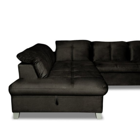 Coltar Extensibil Cu Otoman Mic Stanga Sevilia Lux, Lada Depozitare, 5 Locuri, Tetiere Reglabile, Monolith 95, Negru, 280 Cm-01