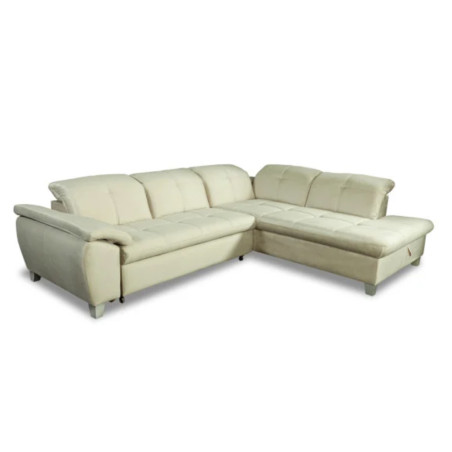 Coltar Extensibil Cu Otoman Mic Dreapta Sevilia Lux, Lada Depozitare, 5 Locuri, Tetiere Reglabile, Crem, 280 Cm-01