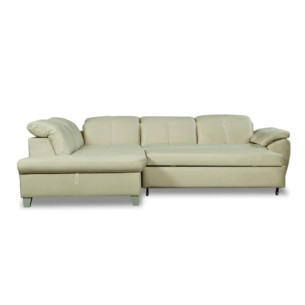 Coltar Extensibil Cu Otoman Mic Stanga Sevilia Lux, Lada Depozitare, 5 Locuri, Tetiere Reglabile, Crem, 280 Cm