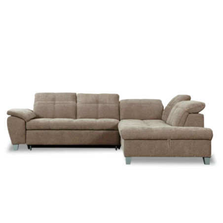 Coltar Extensibil Cu Otoman Mic Dreapta Sevilia Lux, Lada Depozitare, 5 Locuri, Tetiere Reglabile, Maro Deschis, 280 Cm-01