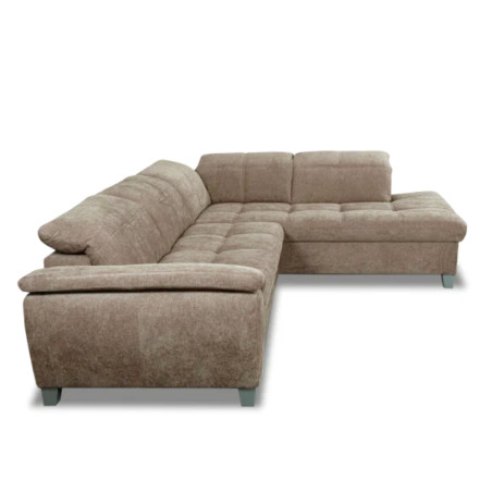 Coltar Extensibil Cu Otoman Mic Dreapta Sevilia Lux, Lada Depozitare, 5 Locuri, Tetiere Reglabile, Maro Deschis, 280 Cm-01
