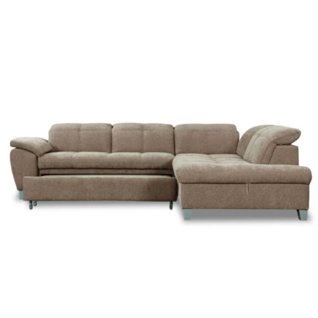 Coltar Extensibil Cu Otoman Mic Dreapta Sevilia Lux, Lada Depozitare, 5 Locuri, Tetiere Reglabile, Maro Deschis, 280 Cm-01