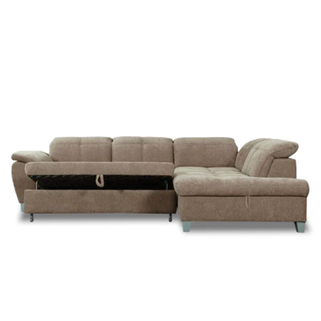 Coltar Extensibil Cu Otoman Mic Dreapta Sevilia Lux, Lada Depozitare, 5 Locuri, Tetiere Reglabile, Maro Deschis, 280 Cm-01