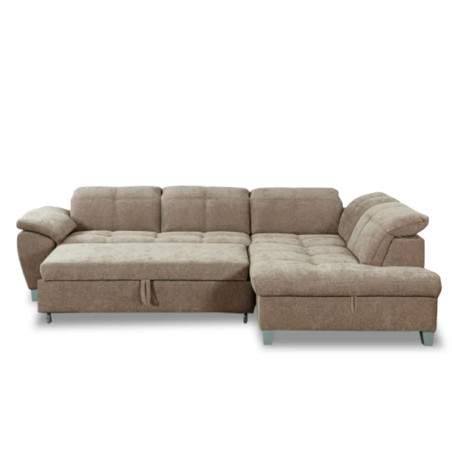 Coltar Extensibil Cu Otoman Mic Dreapta Sevilia Lux, Lada Depozitare, 5 Locuri, Tetiere Reglabile, Maro Deschis, 280 Cm-01