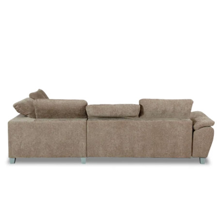 Coltar Extensibil Cu Otoman Mic Dreapta Sevilia Lux, Lada Depozitare, 5 Locuri, Tetiere Reglabile, Maro Deschis, 280 Cm-01