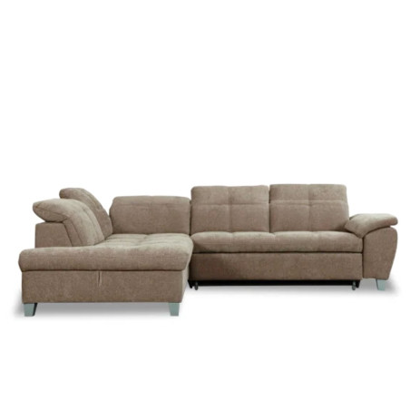 Coltar Extensibil Cu Otoman Mic Stanga Sevilia Lux, Lada Depozitare, 5 Locuri, Tetiere Reglabile, Maro Deschis, 280 Cm-01