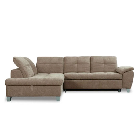 Coltar Extensibil Cu Otoman Mic Stanga Sevilia Lux, Lada Depozitare, 5 Locuri, Tetiere Reglabile, Maro Deschis, 280 Cm-01