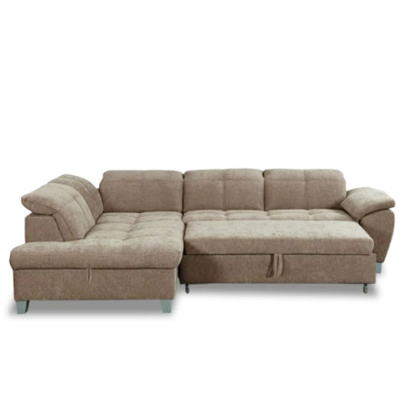 Coltar Extensibil Cu Otoman Mic Stanga Sevilia Lux, Lada Depozitare, 5 Locuri, Tetiere Reglabile, Maro Deschis, 280 Cm-01