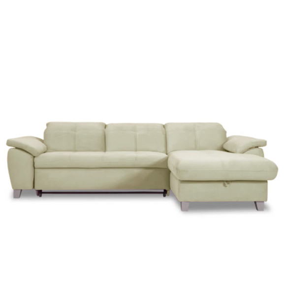 Coltar Extensibil Cu Insula Dreapta Sevilia Lux, Lada Depozitare, 5 Locuri, Tetiere Reglabile, Crem, 272 Cm
