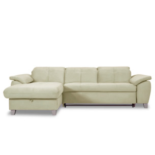 Coltar Extensibil Cu Insula Stanga Sevilia Lux, Lada Depozitare, 5 Locuri, Tetiere Reglabile, Crem, 272 Cm