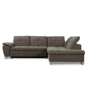 Coltar Extensibil Cu Otoman Mic Dreapta Sevilia Lux, Lada Depozitare, 5 Locuri, Tetiere Reglabile, Maro Moca, 280 Cm