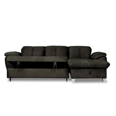 Coltar Extensibil Cu Insula Dreapta Sevilia Lux, Lada Depozitare, 5 Locuri, Tetiere Reglabile, Negru 272 Cm-01