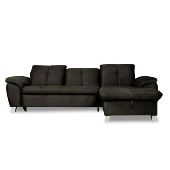 Coltar Extensibil Cu Insula Dreapta Sevilia Lux, Lada Depozitare, 5 Locuri, Tetiere Reglabile, Negru 272 Cm