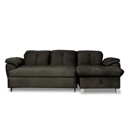 Coltar Extensibil Cu Insula Dreapta Sevilia Lux, Lada Depozitare, 5 Locuri, Tetiere Reglabile, Negru 272 Cm-01