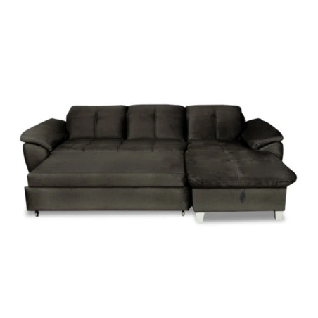 Coltar Extensibil Cu Insula Dreapta Sevilia Lux, Lada Depozitare, 5 Locuri, Tetiere Reglabile, Negru 272 Cm-01