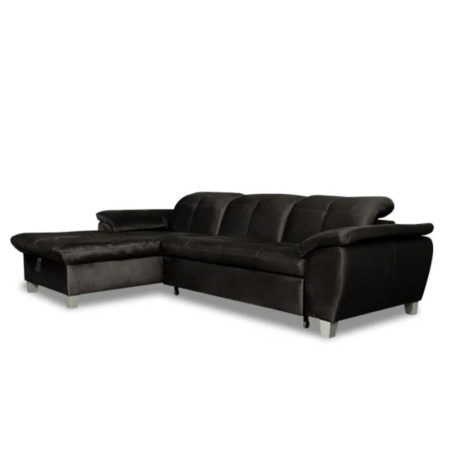 Coltar Extensibil Cu Insula Stanga Sevilia Lux, Lada Depozitare, 5 Locuri, Tetiere Reglabile, Negru, 272 Cm-01