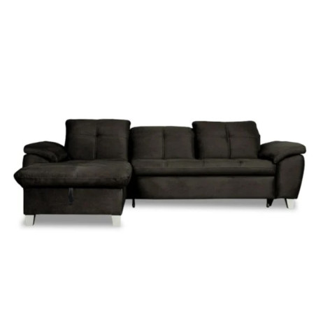 Coltar Extensibil Cu Insula Stanga Sevilia Lux, Lada Depozitare, 5 Locuri, Tetiere Reglabile, Negru, 272 Cm-01