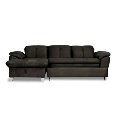 Coltar Extensibil Cu Insula Stanga Sevilia Lux, Lada Depozitare, 5 Locuri, Tetiere Reglabile, Negru, 272 Cm-01