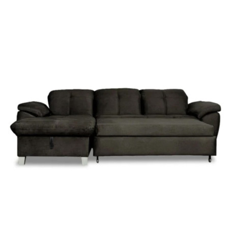 Coltar Extensibil Cu Insula Stanga Sevilia Lux, Lada Depozitare, 5 Locuri, Tetiere Reglabile, Negru, 272 Cm-01
