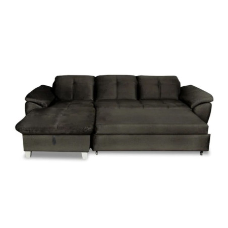 Coltar Extensibil Cu Insula Stanga Sevilia Lux, Lada Depozitare, 5 Locuri, Tetiere Reglabile, Negru, 272 Cm-01