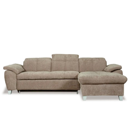 Coltar Extensibil Cu Insula Dreapta Sevilia Lux, 5 Locuri, Tetiere Reglabile, Maro Deschis, 272 Cm-01