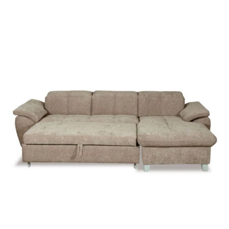 Coltar Extensibil Cu Insula Dreapta Sevilia Lux, 5 Locuri, Tetiere Reglabile, Maro Deschis, 272 Cm-01