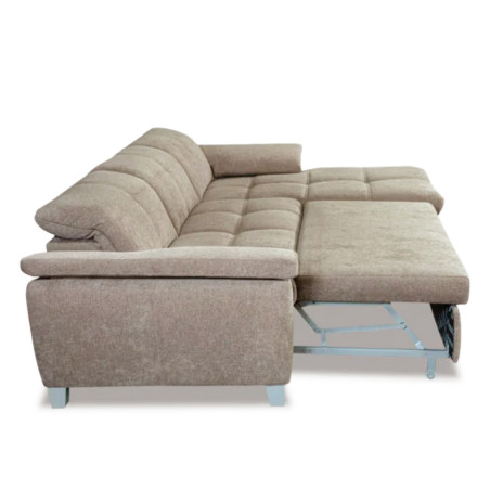 Coltar Extensibil Cu Insula Dreapta Sevilia Lux, 5 Locuri, Tetiere Reglabile, Maro Deschis, 272 Cm-01