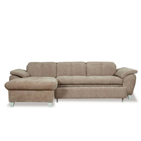 Coltar Extensibil Cu Insula Stanga Sevilia Lux, 5 Locuri, Tetiere Reglabile, Maro deschis, 272 Cm-01
